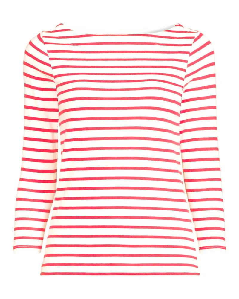 Lands' End Gestreiftes Baumwollshirt mit 3/4-Ärmeln, Damen, Größe regular, Weiß, Baumwolle, by Weiß