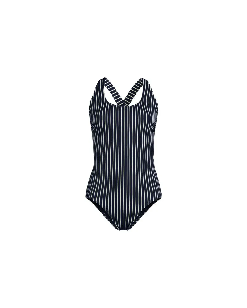 Lands' End Komfort-Badeanzug mit gekreuzten Trägern, hohes Bein, Damen, Größe regular, Blau, Nylon-Mischung, by Blau