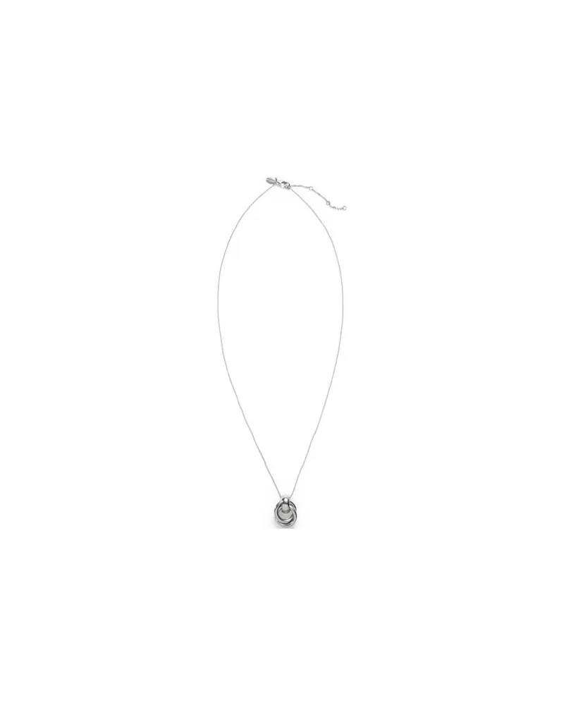 Lands' End Wasserfeste Halskette mit langem Knotenanhänger, Damen, Größe:null regular, Grau, Messing, by Grau
