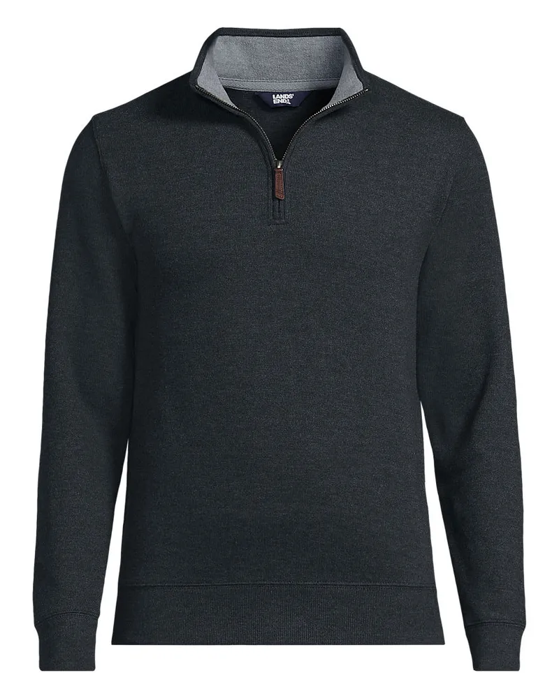 Lands' End Reißverschluss-Pullover aus Bedford-Ripp, Herren, Größe tall, Schwarz, Baumwolle, by Schwarz