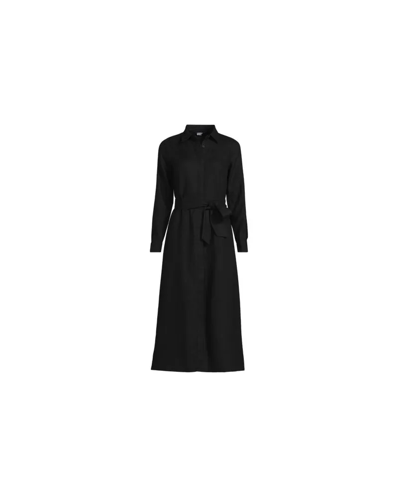 Lands' End Leinen-Midikleid, Damen, Größe plus, Schwarz, by Schwarz