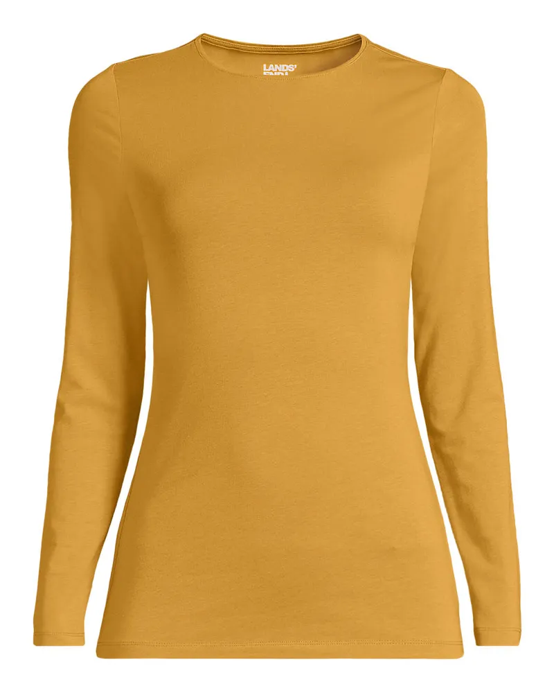 Lands' End Shirt aus Baumwolle/Modal-Mix mit Rundausschnitt, Damen, Größe petite, Gelb, Baumwolle Modal, by Gelb