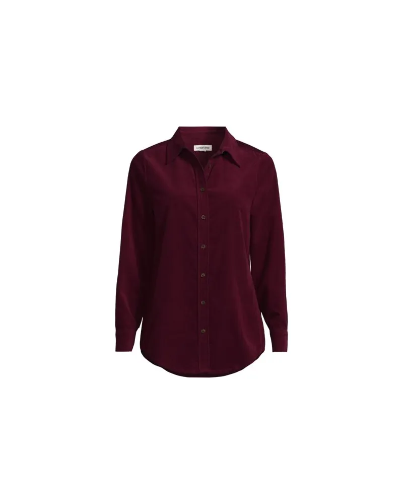 Lands' End Feincord-Hemdbluse, Damen, Größe plus, Rot, Baumwolle, by Rot