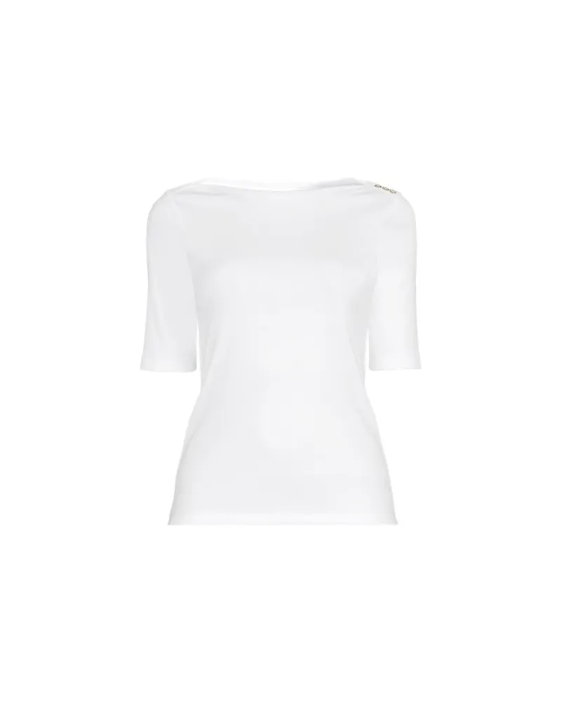 Lands' End Supima-Shirt aus Baumwolle mit U-Boot-Ausschnitt, Damen, Größe plus, Weiß, Baumwolle, by Weiß