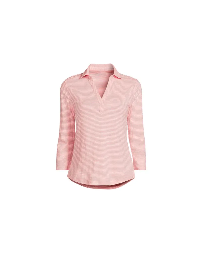 Lands' End Poloshirt mit 3/4-Ärmeln, Damen, Größe plus, Orange, Baumwolle, by Orange