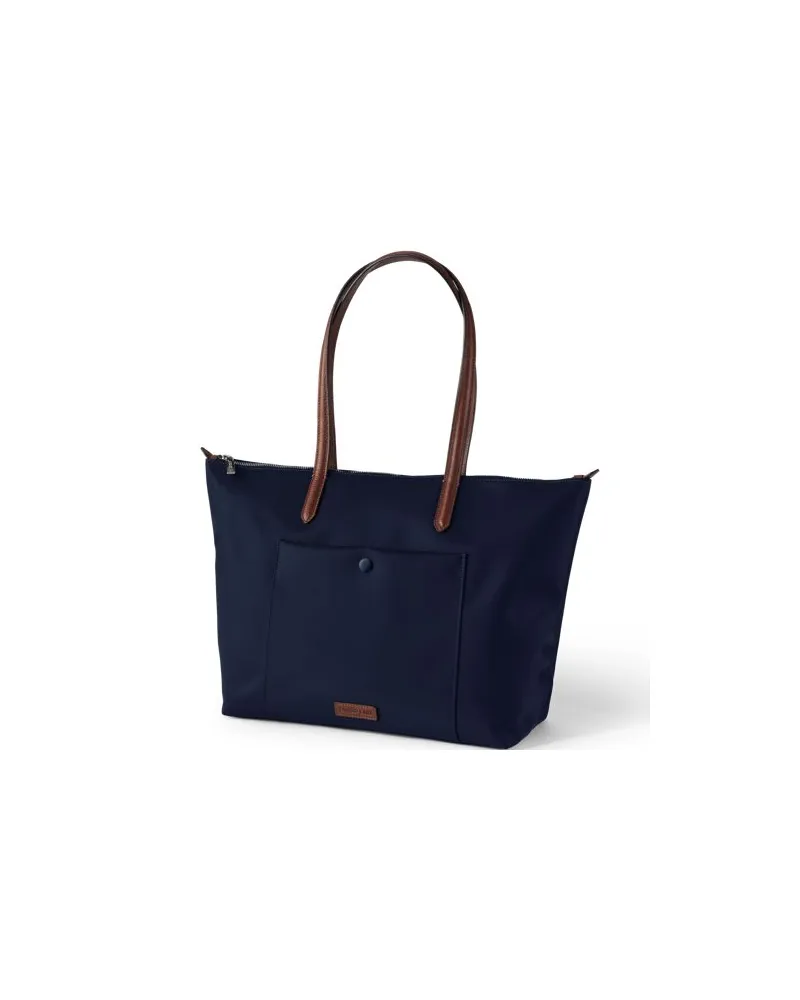 Lands' End Wasserabweisende, verstaubare Shoppertasche, Damen, Größe:null regular, Blau, Nylon/Leder, by Blau