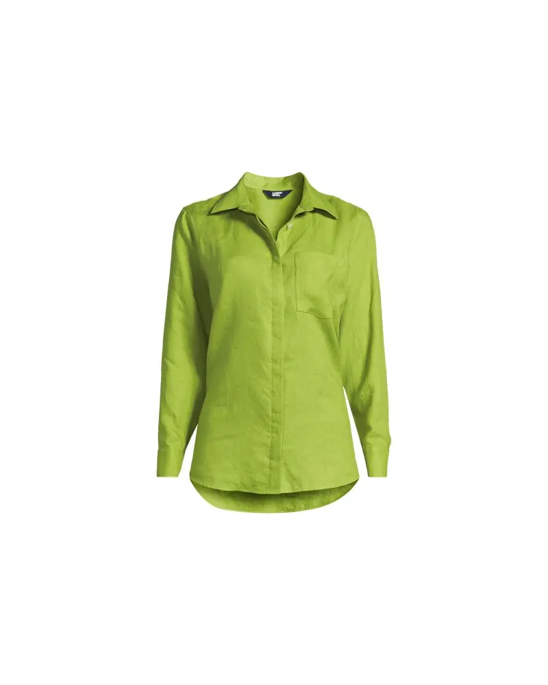 Lands' End Leinenbluse, Damen, Größe plus, Grün, Leinen, by Grün