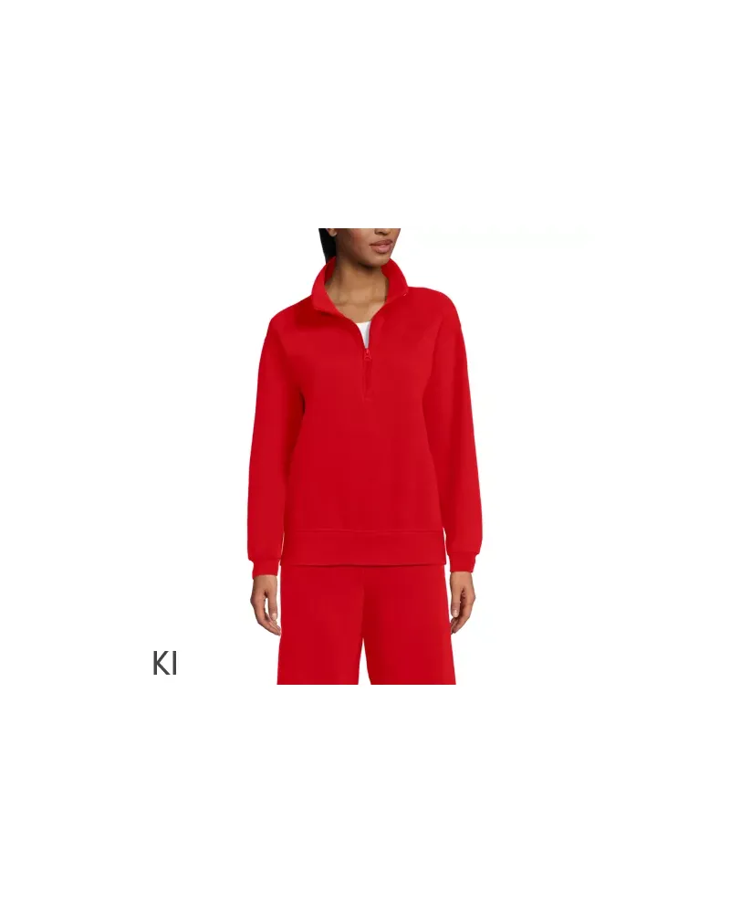 Lands' End Serious Sweats Pullover mit Reißverschluss, Damen, Größe regular, Rot, Baumwoll-Mischung/Polyester-Mischung, by Rot