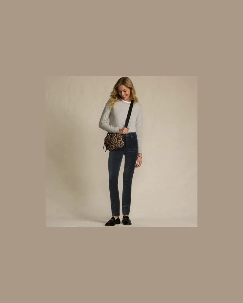 Lands' End Slim Fit Samthose High Waist, Damen, Größe regular, Grau, Baumwoll-Mischung, by Grau