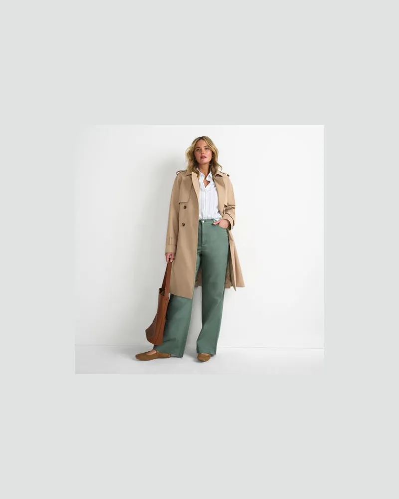 Lands' End 5-Pocket-Chinos mit weitem Bein, Damen, Größe plus, Grün, Baumwoll-Mischung, by Grün