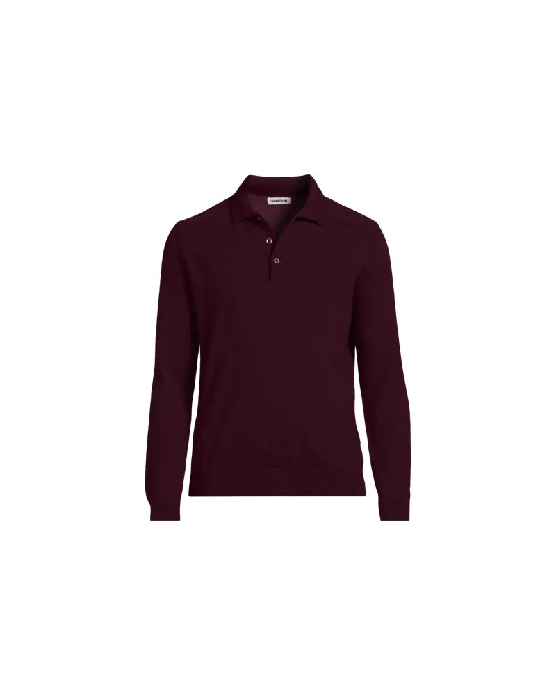 Lands' End Merino-Polopullover, Herren, Größe regular, Rot, Wolle, by Rot