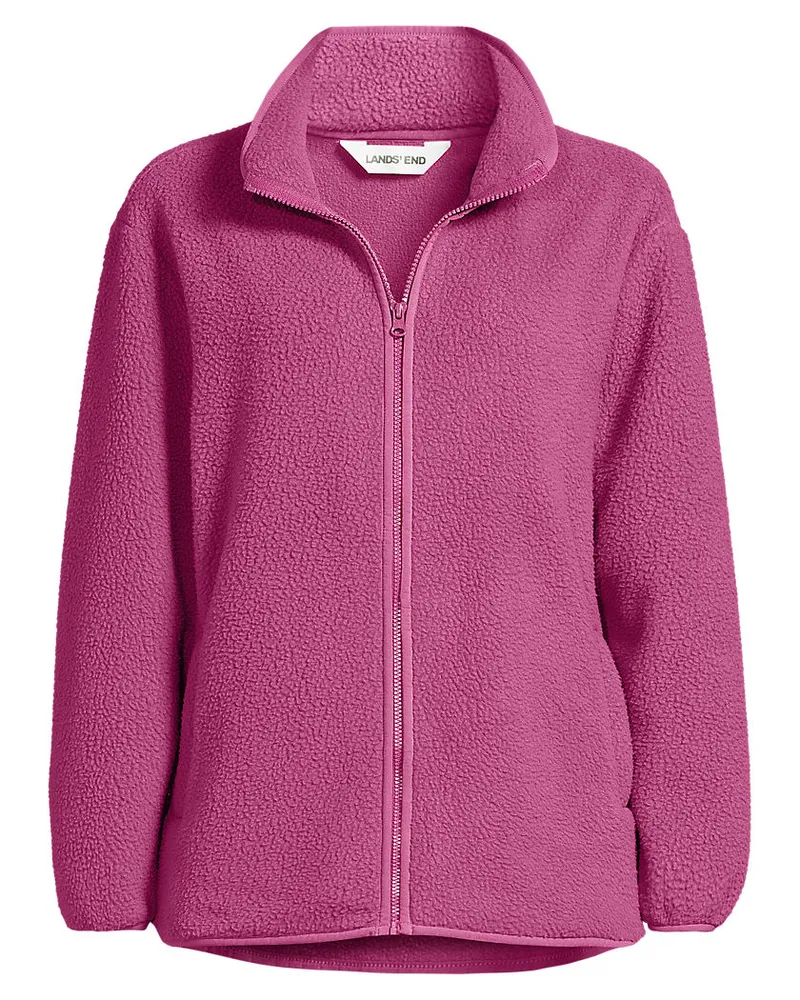 Lands' End Teddyfleece-Jacke mit Reißverschluss, Damen, Größe petite, Rot, Polyester, by Rot