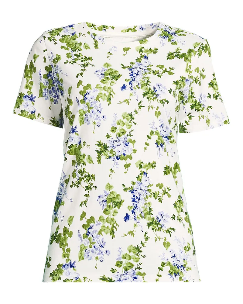 Lands' End Supima Kurzarm-Shirt mit rundem Ausschnitt, Damen, GrÃ¶ÃŸe regular, WeiÃŸ, Baumwolle, by Weiãÿ