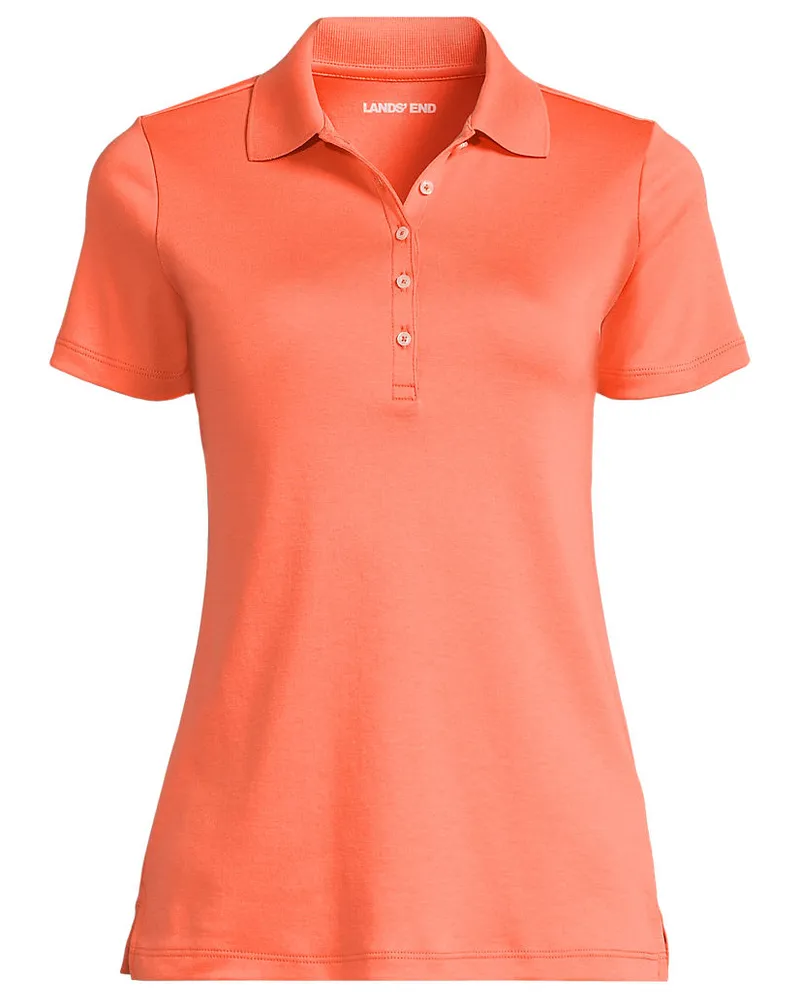 Lands' End Supima-Poloshirt, Damen, Größe regular, Orange, Baumwolle, by Orange