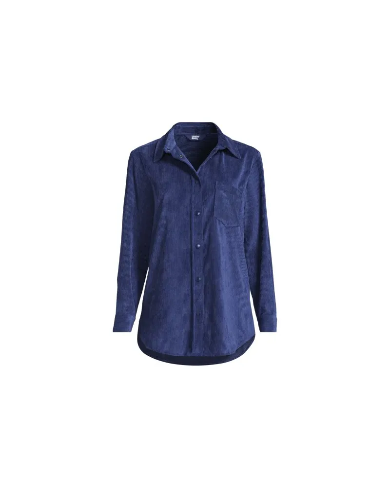 Lands' End Cordbluse, Damen, Größe regular, Blau, by Blau