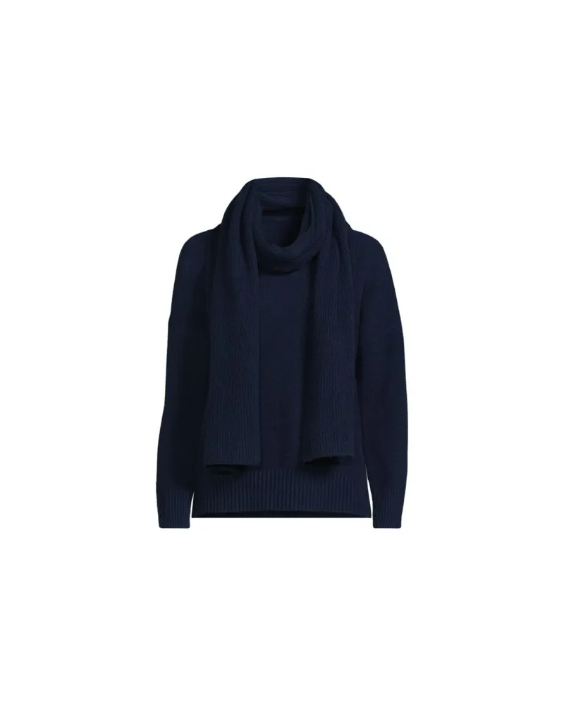 Lands' End Pullover und Schal im Set, Damen, Größe regular, Blau, Wolle/Polyester/Viskose, by Blau