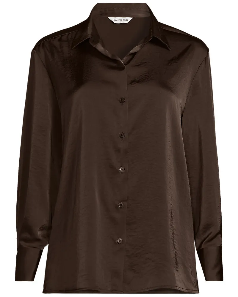 Lands' End Satinbluse, Damen, Größe regular, Braun, Polyester, by Braun