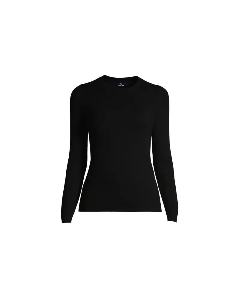 Lands' End Kaschmir-Pullover mit rundem Ausschnitt, Damen, Größe:40-42 regular, Schwarz, Kaschmir, by Schwarz