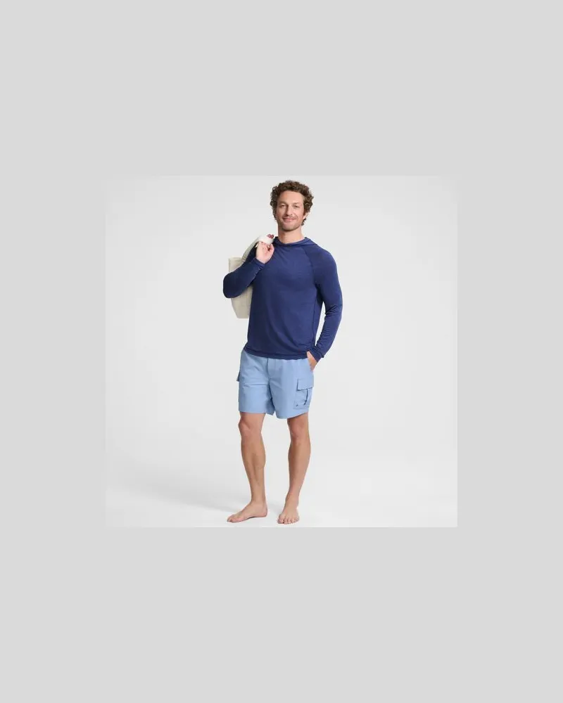 Lands' End Schnelltrocknende UPF 50 Cargo-Badeshorts, 18 cm, Herren, Größe regular, Blau, Elasthan/Polyester-Mischung, by Blau
