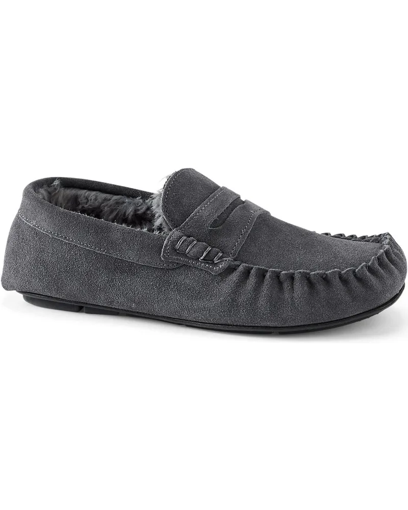 Lands' End Veloursleder-Mokassins, Herren, Größe regular, Grau, Polyester, by Grau