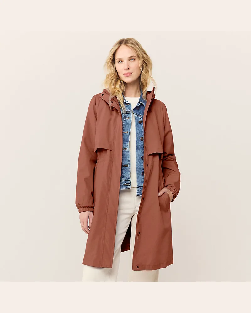 Lands' End Verstaubarer wasserdichter Squall Regenmantel, Damen, Größe regular, Braun, Polyester, by Braun