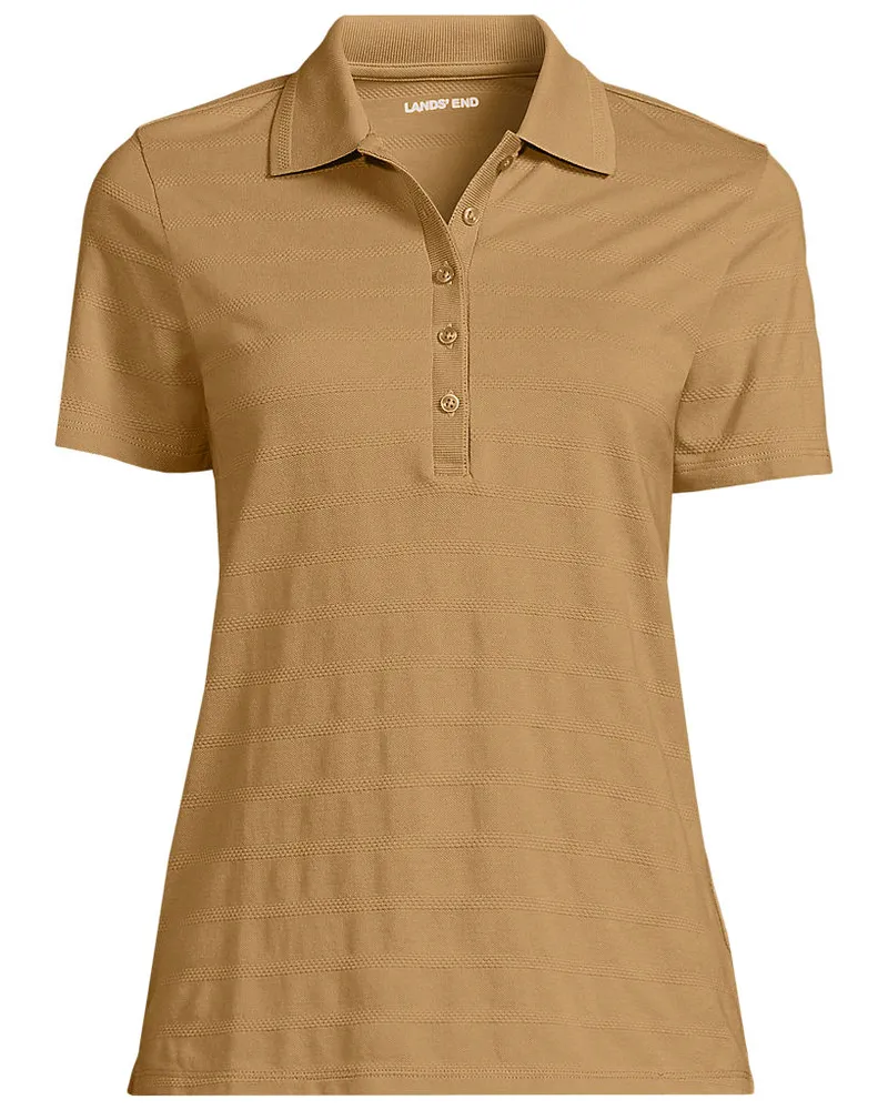 Lands' End Piqué-Poloshirt, Damen, Größe regular, Gelb, Baumwolle, by Gelb