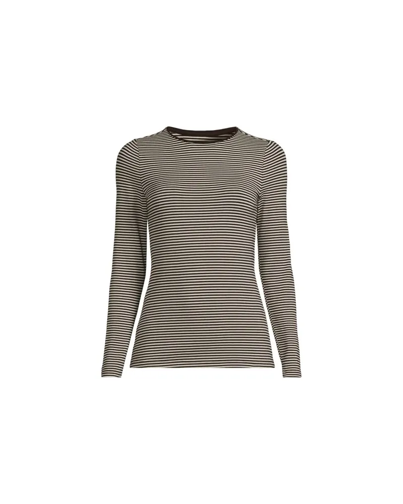 Lands' End Shirt aus Baumwolle/Modal-Mix mit Rundausschnitt, Damen, Größe:40-42 regular, Braun, Elasthan/Baumwolle Modal, by Braun