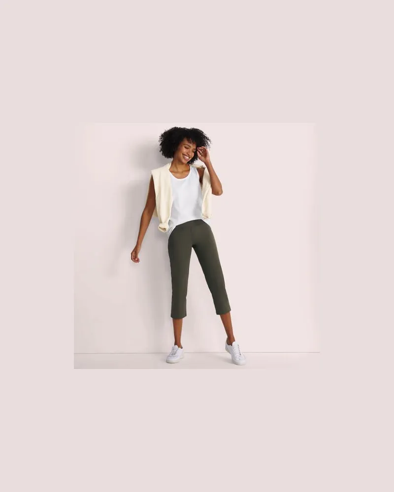 Lands' End ¾-Yogahose ACTIVE, Damen, Größe:40-42 regular, Grün, Polyester-Mischung, by Grün