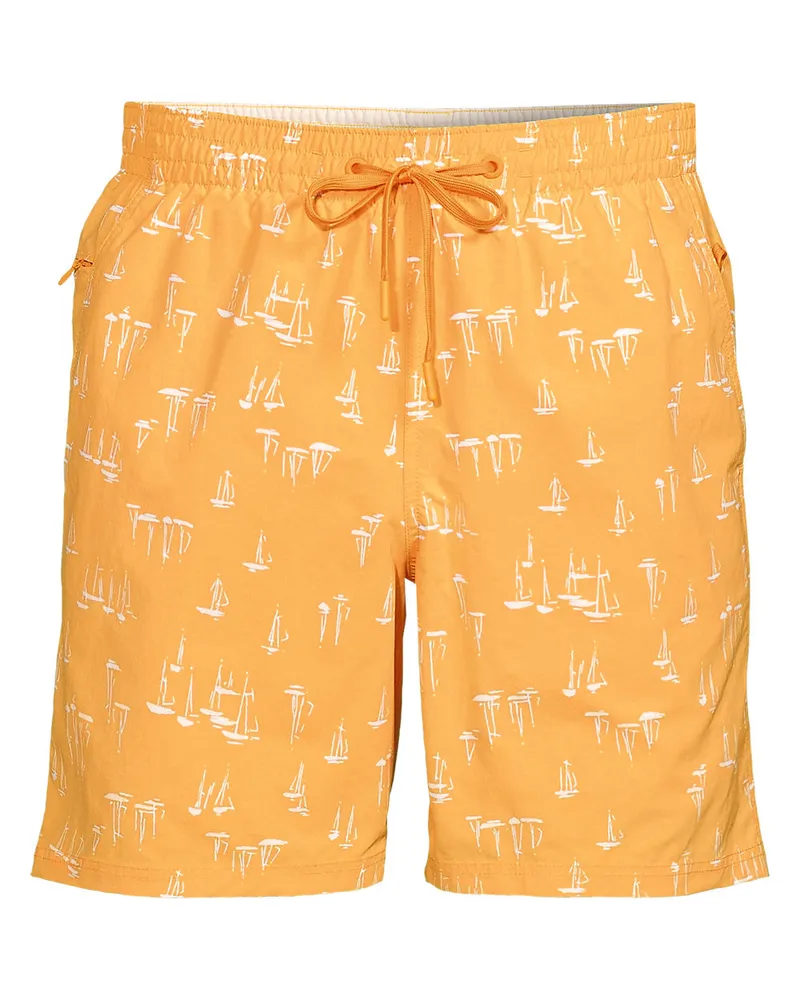 Lands' End Badeshorts mit Hydroliner, 18 cm, Herren, Größe regular, Orange, by Orange