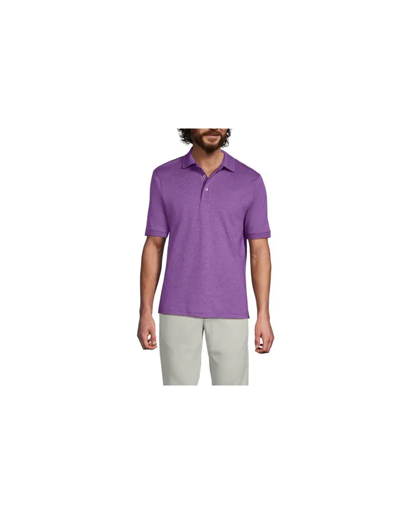 Lands' End Supima Kurzarm-Polo, Classic Fit, Herren, Größe regular, Lila, Baumwolle, by Lila
