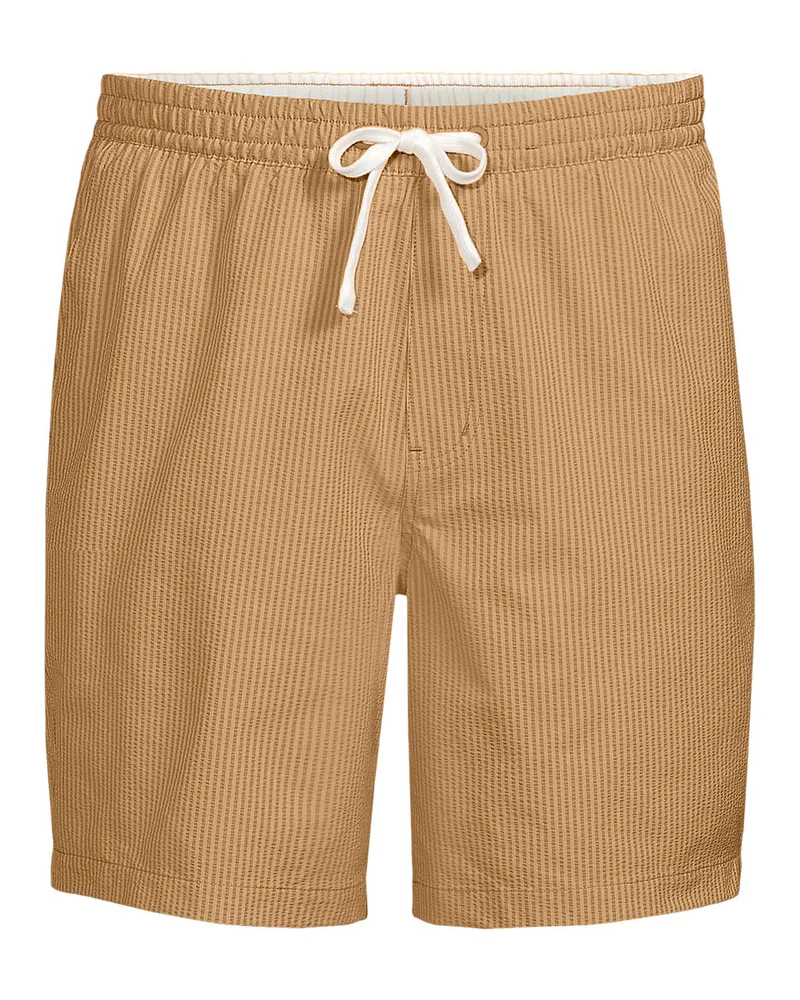 Lands' End Seersucker-Badeshorts mit Hydroliner, 18 cm, Herren, Größe regular, Braun, Elasthan/Polyester-Mischung, by Braun