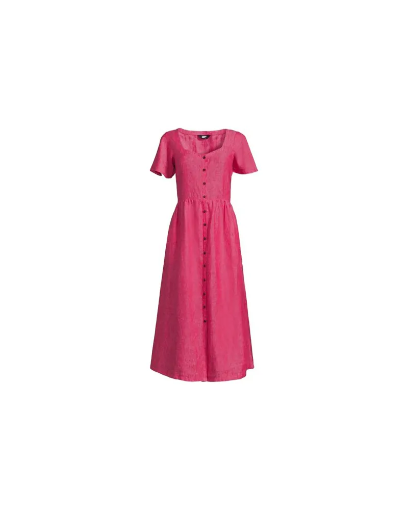 Lands' End Leinenkleid mit Knöpfen, Damen, Größe regular, Pink, Leinen, by Pink