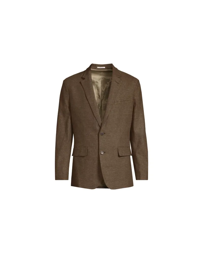 Lands' End Classic Fit Blazer aus Leinenmix, Herren, Größe regular, Braun, Leinen/Baumwoll-Mischung/Viskose-Mischung, by Braun