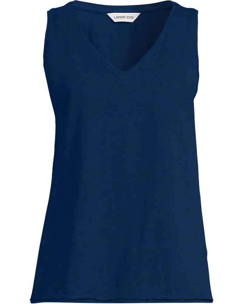 Lands' End Baumwolltop aus Flammgarn, Damen, Größe regular, Blau, Baumwolle, by Blau