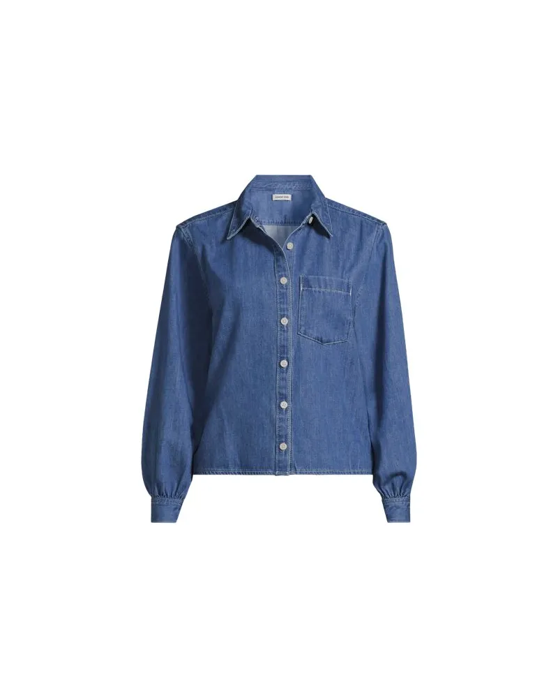 Lands' End Kurze Jeansbluse aus reiner Baumwolle, Damen, Größe regular, Blau, by Blau