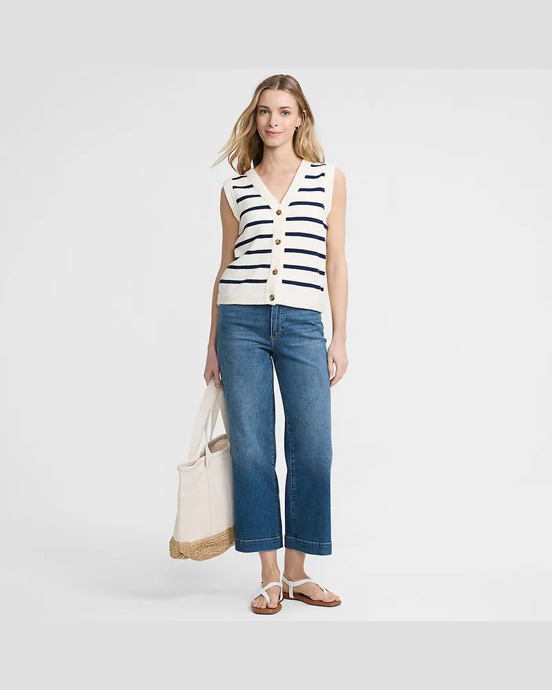 Lands' End Recover Culotte-Jeans High Waist, Damen, Größe regular, Blau, Baumwolle/Elasthan, by Blau