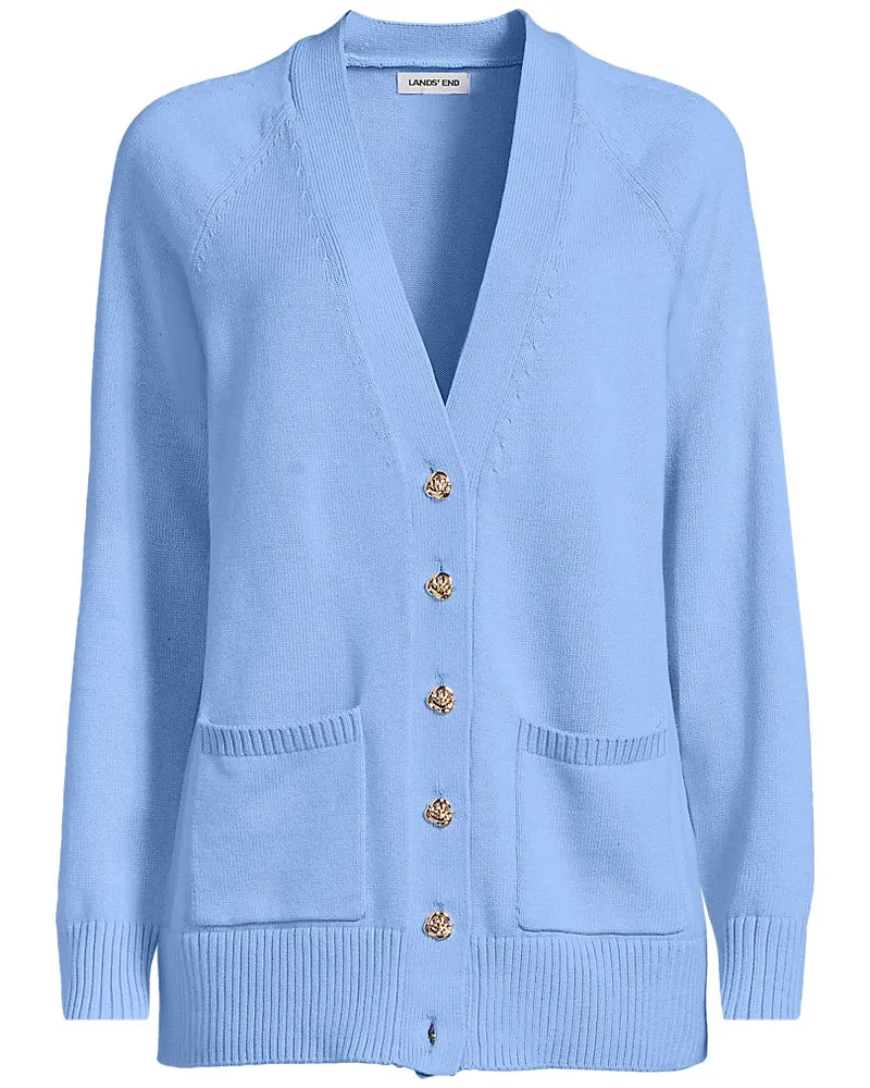 Lands' End Relaxter V-Cardigan DRIFTER, Damen, Größe regular, Blau, Baumwolle, by Blau