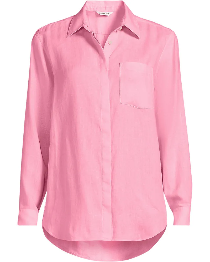 Lands' End Premium Reinleinen-Bluse, Damen, Größe plus, Pink, Leinen, by Pink
