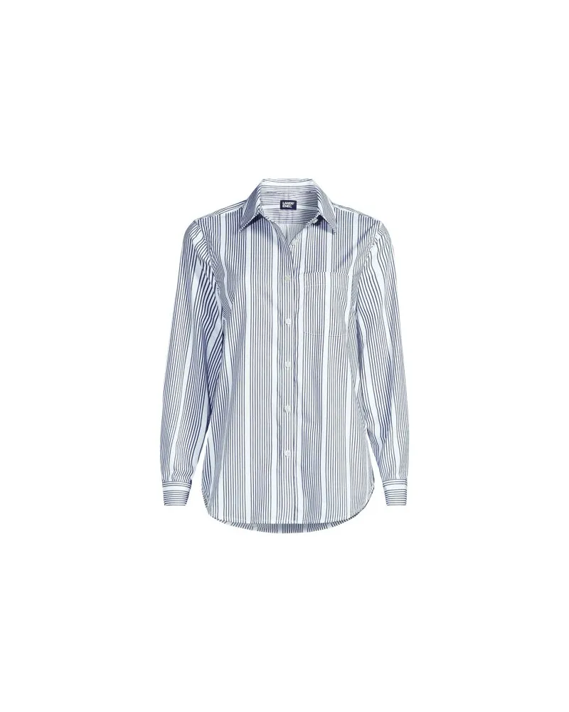 Lands' End Kühlende Langarm-Hemdbluse, Damen, Größe regular, Blau, Baumwoll-Mischung/Polyester-Mischung, by Blau