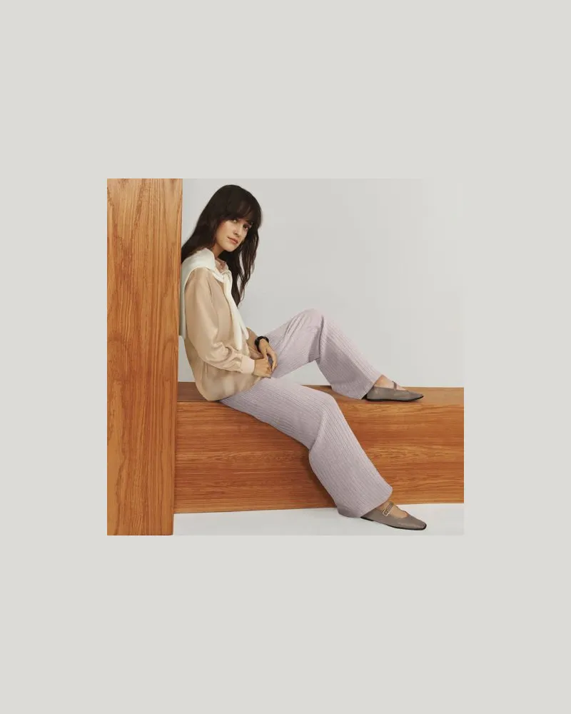 Lands' End Hose mit weitem Bein aus softem Rippstrick, Damen, Größe:44-46 regular, Braun, Viskose/Polyester-Mischung, by Braun