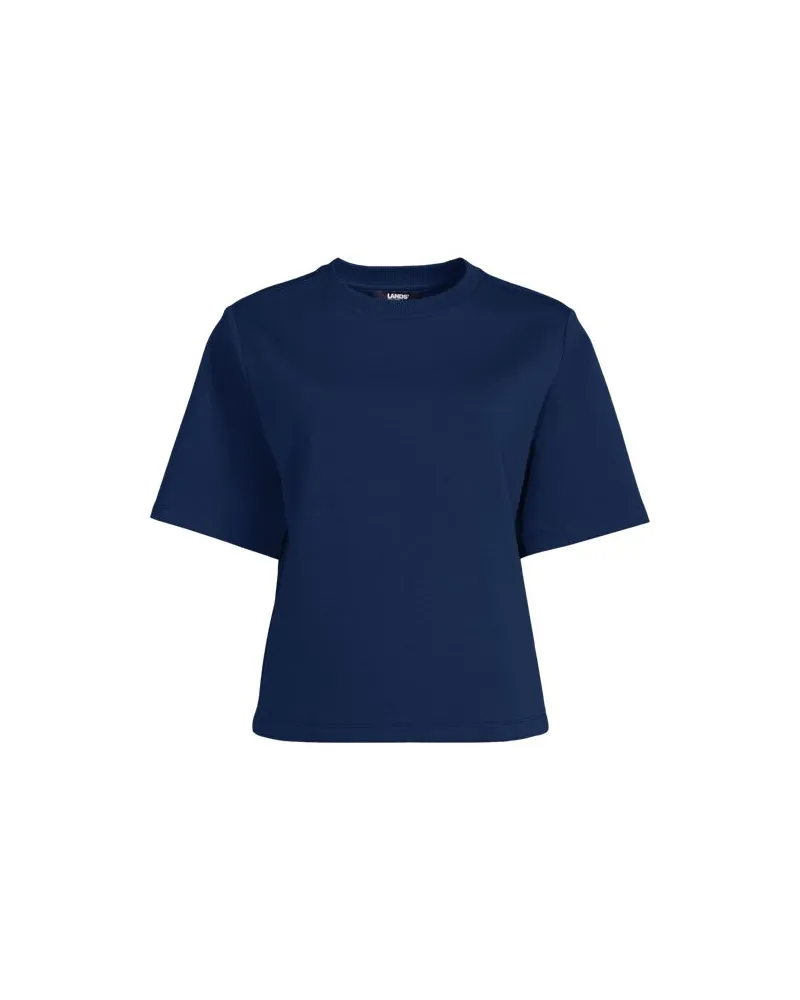 Lands' End Deluxe Soft Shirt mit Rundhalsausschnitt, Damen, Größe regular, Blau, Baumwolle/Polyester-Mischung, by Blau