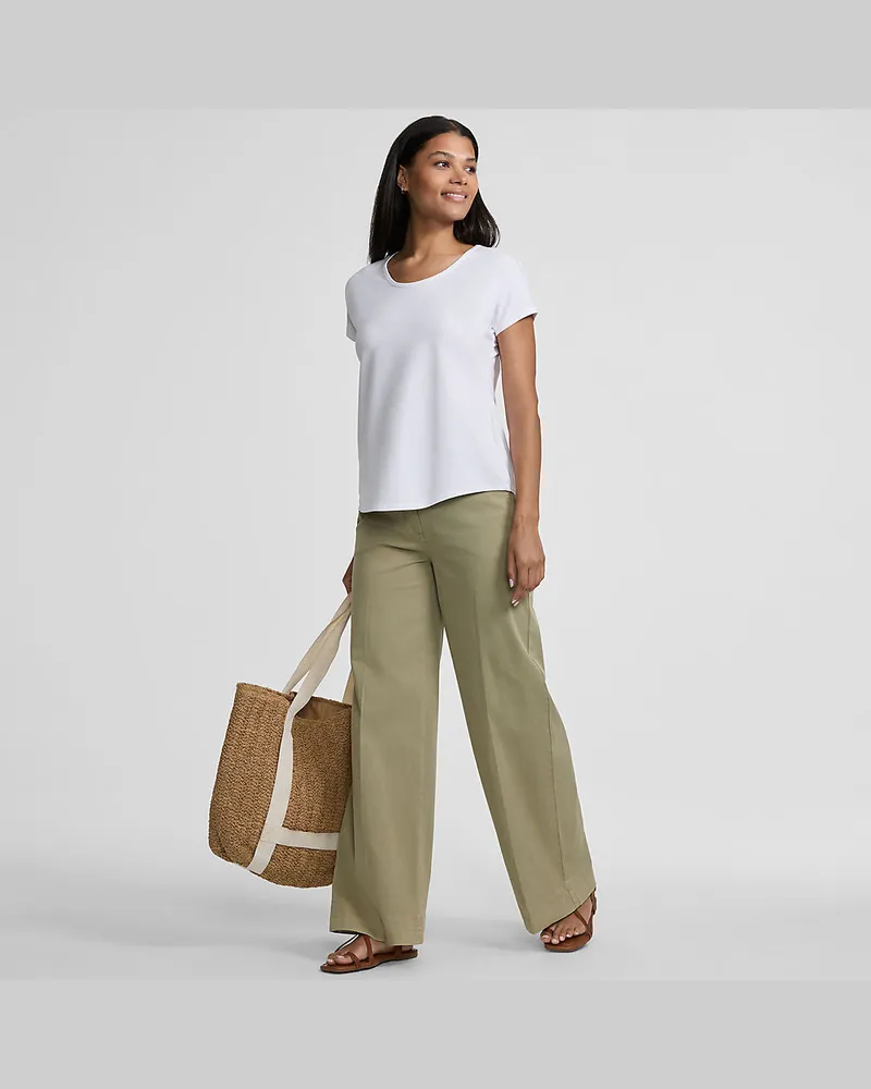 Lands' End Shirt aus Baumwolle/Modal-Mix mit Ballett-Ausschnitt, Damen, Größe regular, Weiß, Baumwolle Modal, by Weiß
