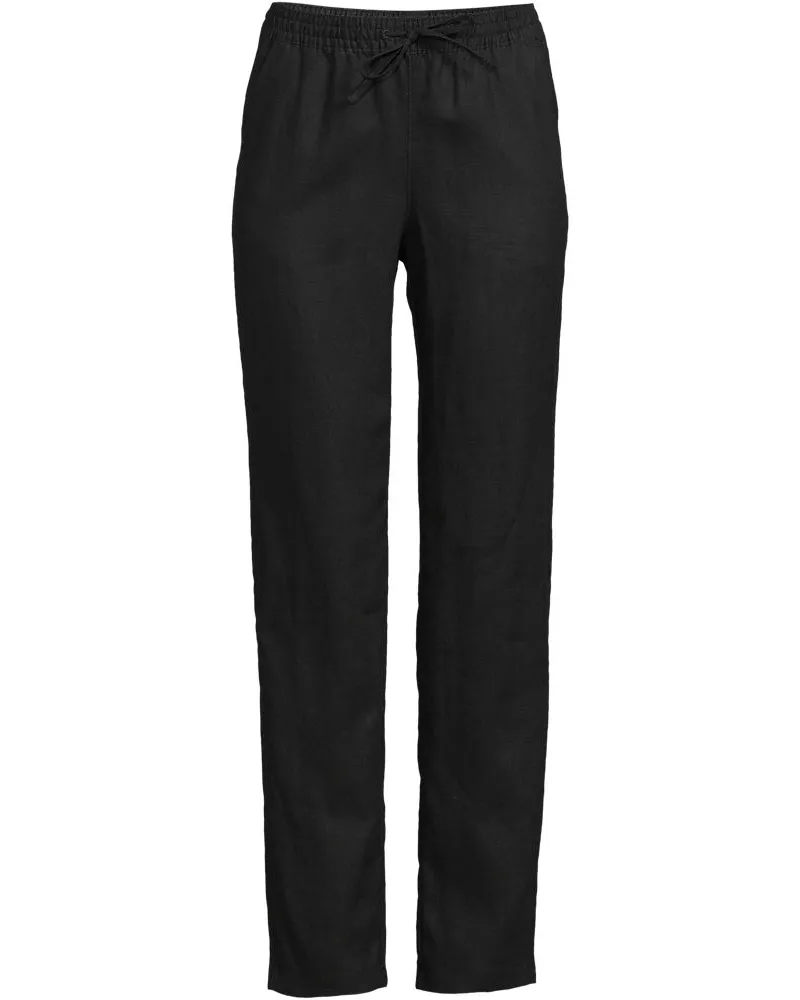 Lands' End Relaxte Premium Reinleinen-Schlupfhose, Damen, Größe plus, Schwarz, Leinen, by Schwarz