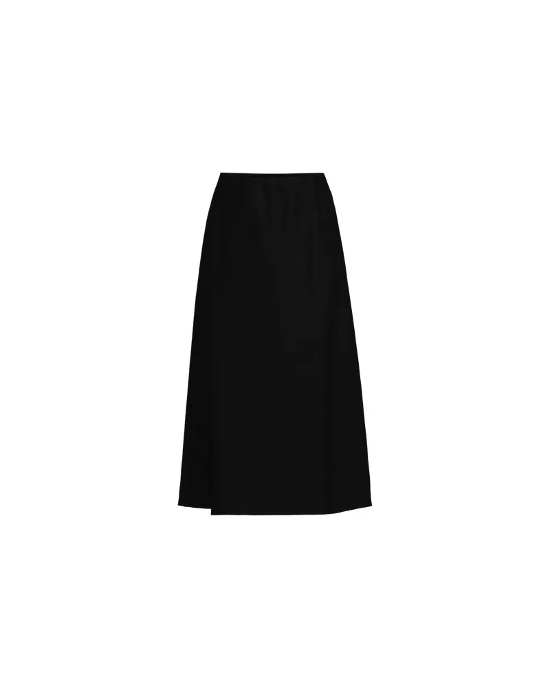 Lands' End Leinen-Midirock im Schrägschnitt, Damen, Größe:32-34 petite, Schwarz, Leinen, by Schwarz