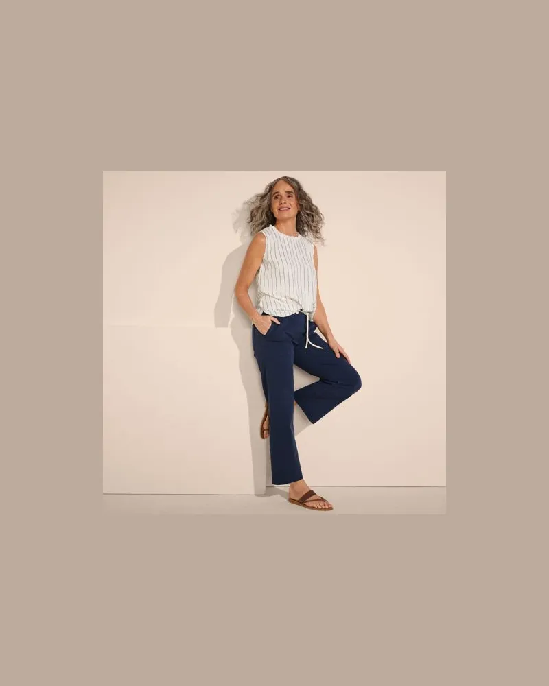 Lands' End Straight Fit 7/8-Chinos, Damen, Größe regular, Blau, Baumwolle/Lyocell (Viskose)/Baumwoll-Mischung, by Blau
