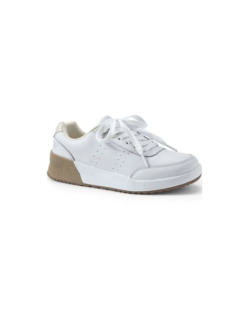 Lands' End Active-Sneaker aus Leder, Damen, Größe regular, Weiß, Leder/Rauleder/Polyurethan, by Weiß