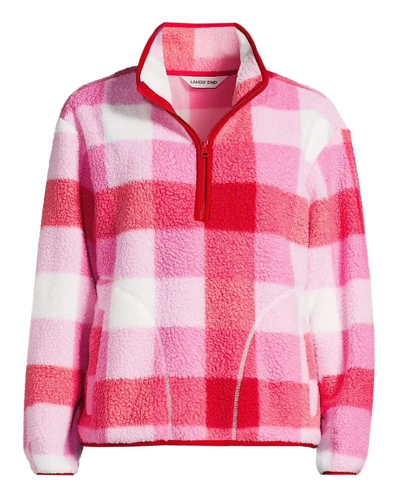 Lands' End Teddy-Pullover mit Reißverschluss Gemustert, Damen, Größe petite, Pink, Polyester, by Pink