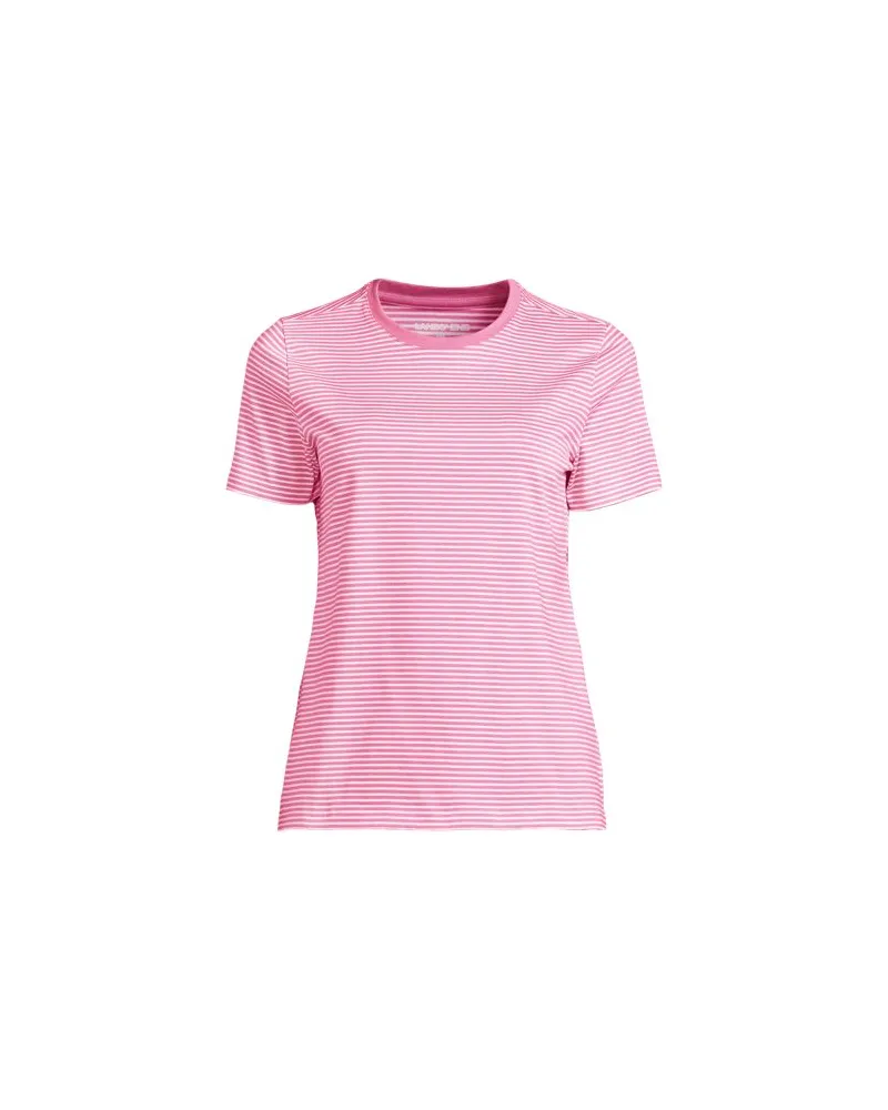 Lands' End Supima Kurzarm-Shirt mit rundem Ausschnitt, Damen, Größe plus, Pink, Baumwolle, by Pink