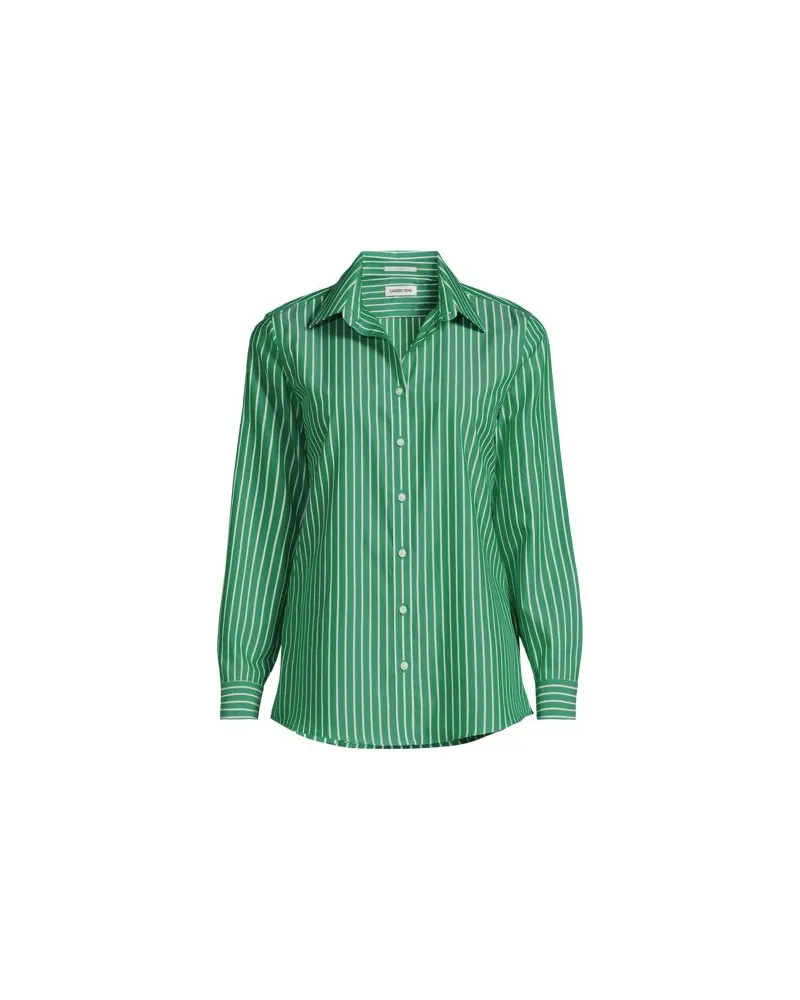 Lands' End Bügelfreie Baumwoll-Bluse, Damen, Größe plus, Grün, Baumwolle, by Grün