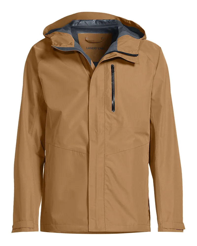 Lands' End Verstaubare wasserdichte Regenjacke, Herren, Größe regular, Beige, Polyester, by Beige